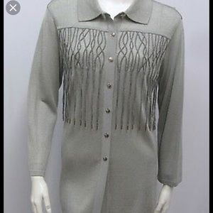 Escada Metallic Corded Tassel Blouse